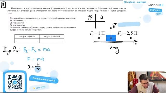 На покоящееся тело, находящееся на гладкой горизонтальной плоскости, в момент времени t = 0 - №26427