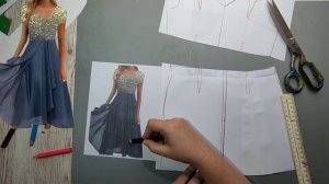 Моделирование. Шифоновое платье с высокой талией. Выкройка № 1981.