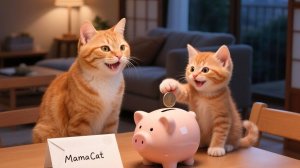 Мама-кошка принесла домой любимую пиццу Рыжика — ещё один шаг ближе к их мечте о Диснейленде 🍕🎠