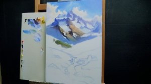 Как рисовать горы масло | Пошаговый урок для начинающих|рисуем шаг за шагом