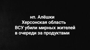 нп. Алёшки Херсонская область ВСУ убили мирных людей в очереди за продуктами. "Сходили за хлебушком"