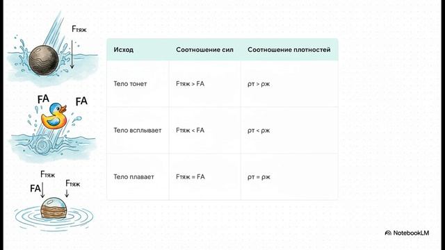 Физика 7 класс параграф 48 ПЛАВАНИЕ ТЕЛ краткий пересказ