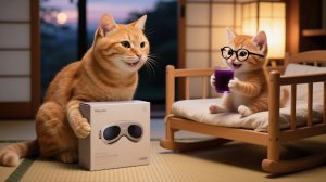 Мама-кошка работает в магазинчике с карри-котлетами и покупает Рыжику массажёр для глаз ✨