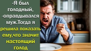- Я был голодный,-  оправдывался муж. Тогда я решила показать ему, что значит настоящий голод