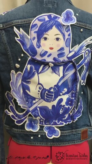 Дизайн на джинсовке. Паутинка на бумажной основе