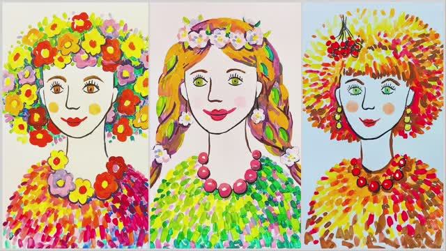 3 ИДЕИ нарисовать ПОРТРЕТ МАМЫ