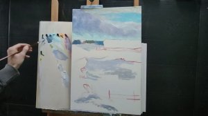 Учимся подбирать оттенки снега по отношению к небу|рисуем простой зимний пейзаж