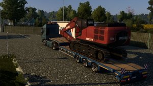 Новый тягач с экскаватором на трале