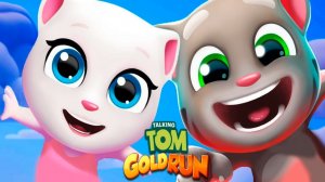 Говорящий Том Мультфильм - Анджела и Том соревнуются в Компьютерной игре Бег за Конфетами Мультик