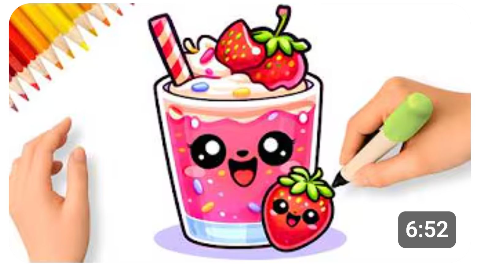 КАК НАРИСОВАТЬ МИЛЫЙ КЛУБНИЧНЫЙ СМУЗИ КАВАЙИ 🍓