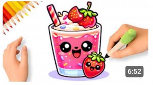 КАК НАРИСОВАТЬ МИЛЫЙ КЛУБНИЧНЫЙ СМУЗИ КАВАЙИ 🍓