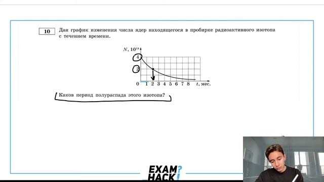 Дан график изменения числа ядер находящегося в пробирке радиоактивного изотопа с течением - №28342