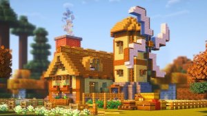 Minecraft | Построим ветряную мельницу для фермы осенью 🍂 | Мастер-класс 𖣘