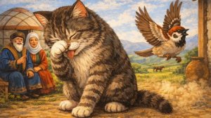 Казахская народная сказка — Почему кошки умываются после еды?  🐈 | Сказки для детей