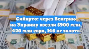 Сийярто: через Венгрию на Украину ввезли $900 млн, 420 млн евро, 146 кг золота