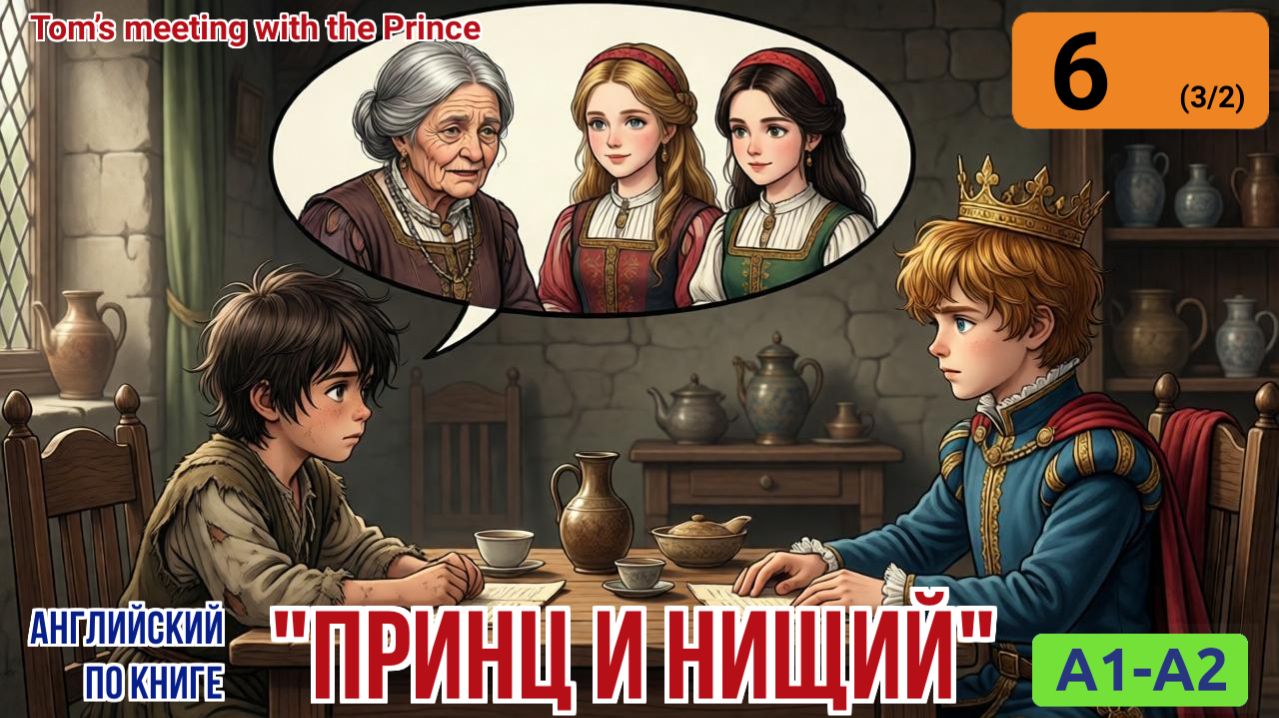 "Принц и нищий" на английском | Глава 3/2: Бедный Том и принц узнают о жизни друг друга. | A1-A2