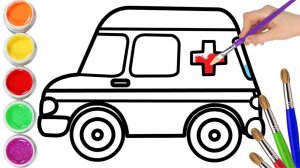 Мультик для детей-Рисование МАШИНЫ СКОРОЙ ПОМОЩИ🚑/Как нарисовать МАШИНУ СКОРОЙ ПОМОЩИ для детей