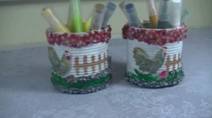 2 Органайзера из жестяных банок - идеи для порядка на столе.