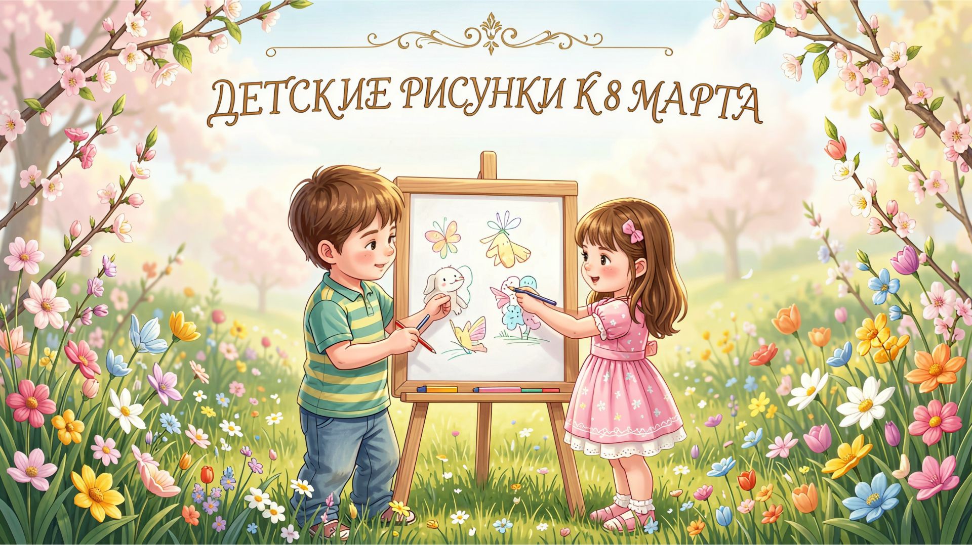 Детские рисунки к 8 марта. смотреть онлайн