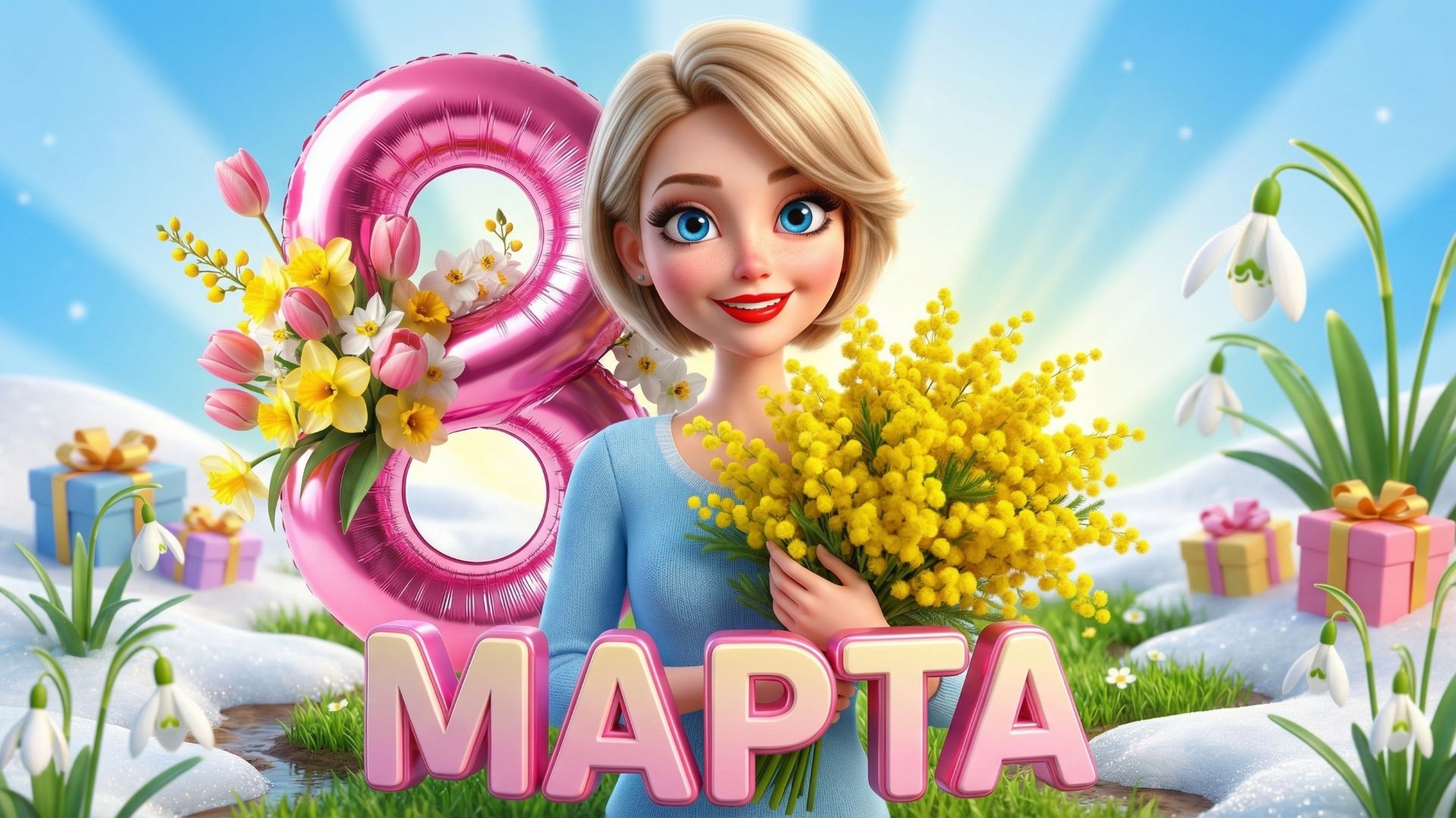 Поздравление с 8 марта! Прикольное Поздравление С 8 МАРТА! Мультяшные Поздравления и Пожелания!