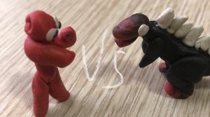 Годзилла Блэк Блуд против Красного Пластилина - эпичная битва!