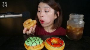 크리스피도넛ㅣ썸머프룻ㅣ노토킹 ASMR 리얼 사운드 먹방 _ Krispy Kreme donu