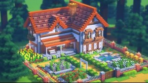 Загородный дом в Minecraft с цветочным садом 🌸 / Обучающее видео