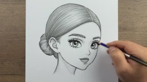 Как нарисовать красивую девушку простыми шагами простым карандашом (1)