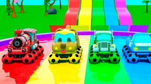 Колеса на автобусе - Машинки с футбольным мячом - Колеса в бассейне - Детские стишки и песенки