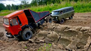Вот зачем нужен ПОЛНЫЙ ПРИВОД на бездорожье! ... Буханка 4х4 и Камаз 4х2 ... RC OFFroad