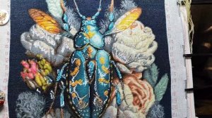 Многоцветная Вышивка Скарабей Готовая Работа