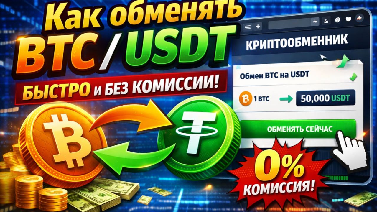 Как обменять BTC / USDT быстро и без комиссии | Криптообменник