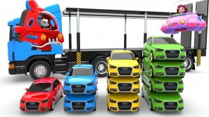 Пинки и Панда собирают игрушечный транспортный грузовик