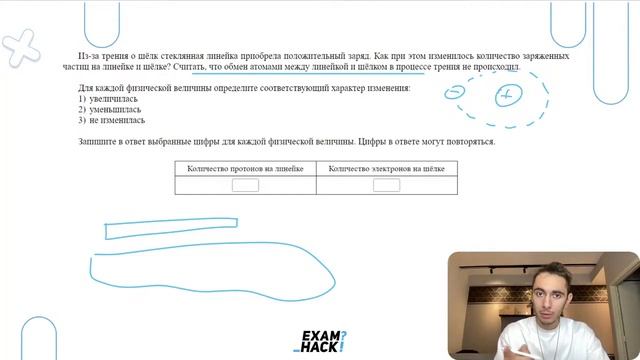 Из-за трения о шёлк стеклянная линейка приобрела положительный заряд. Как при этом - №26551