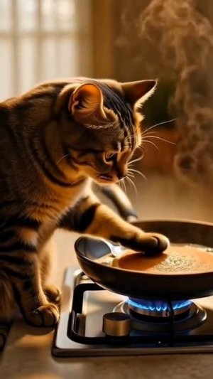 Котик Жарит Блинчики