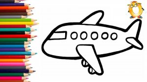 Мультик - раскраска для детей САМОЛЕТ В НЕБЕ. Учимся как рисовать ТРАНСПОРТ // ОБУЧАШКА ТВ