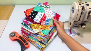 Красивое и простое лоскутное шитье! Техника превращения обрезков ткани в полноценное и уютное одеяло