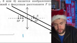 Какая из точек (1, 2, З или 4) является изображением точки S, создаваемым тонкой собирающей - №21427