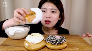 크리스피 도넛 ASMR 리얼 사운드 먹방 _ Cream Cheese Donut _ ドーナツ