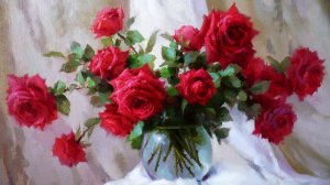 Дивные розы в натюрмортах художника Юрия Николаева.