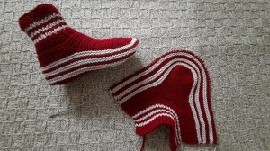 Тапочки бордовые. // МК //