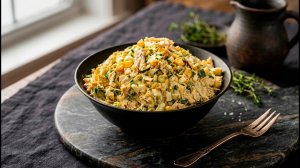 Простой салат из курицы.