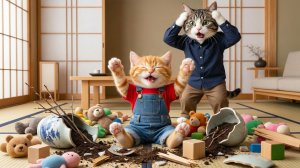 Видео про котиков. Котик устроил погром, мультики/видео про котиков