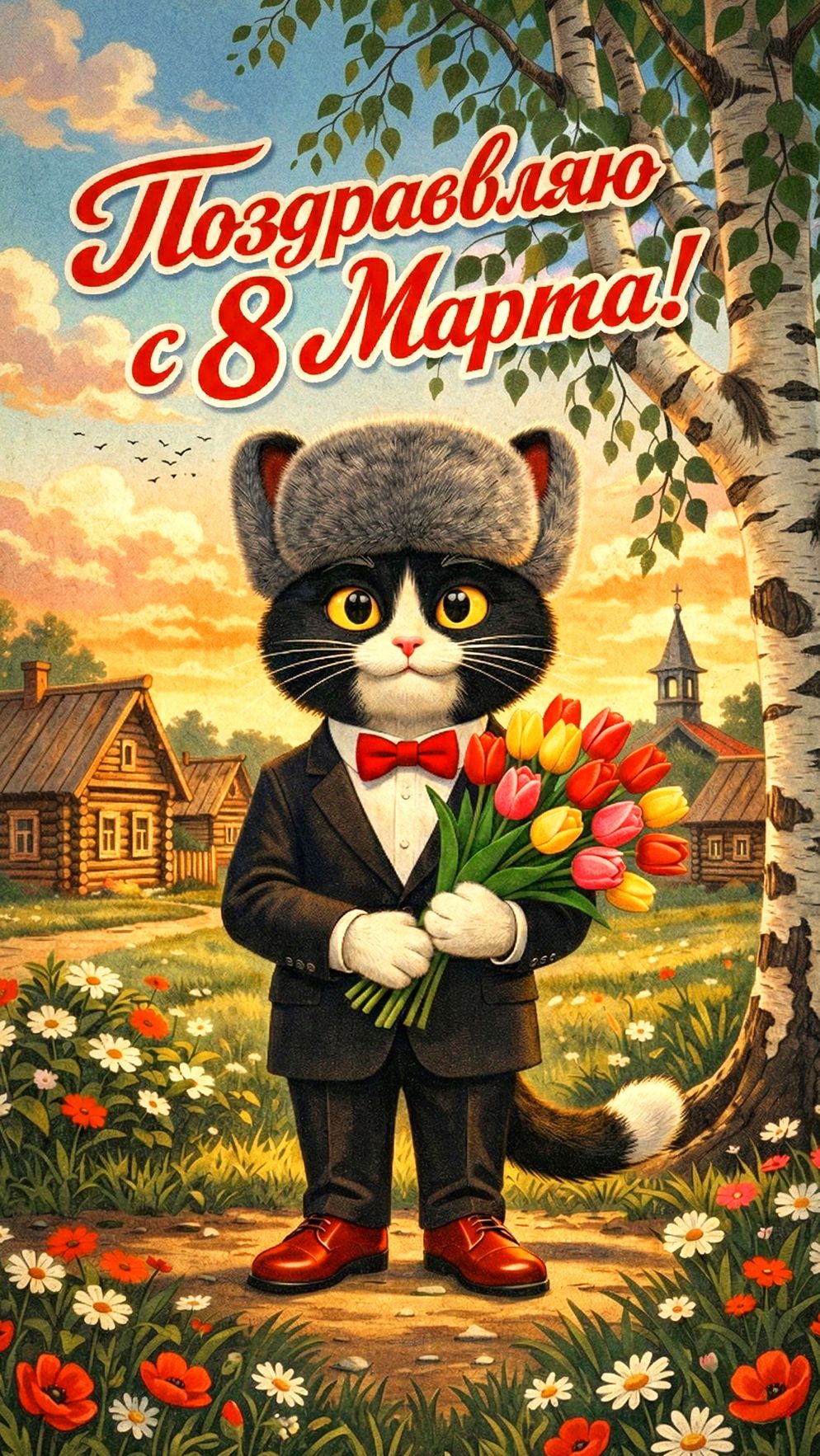 С 8 Марта! 🌷 Милое Поздравление от кота Афони ✨ #8Марта #InternationalWomensDay #Котики #AI #Shorts