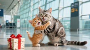 Первый полёт Рыжика ✈️ В Китай, чтобы увидеть папу вместе с мамой-кошкой!