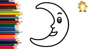 Мультик - раскраска для детей ЛУНА. Учимся как рисовать МЕСЯЦ // ОБУЧАШКА ТВ