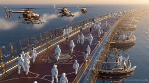 Ночная атмосфера парящего в небе города