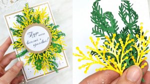 Открытка к 8 Марта с имитацией веточек мимозы из бумаги 💛 Идеи своими руками /DIY открытка