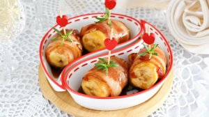 Для те кто не боится смелых сочетаний. 🍌 Пикантная закуска банан в беконе.