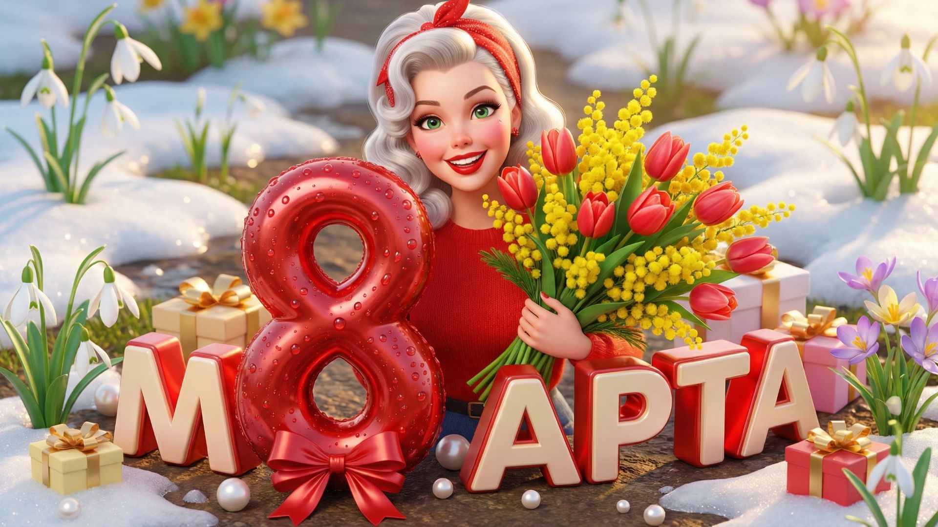 С Международным Женским Днём 8 МАРТА! Красивое, Весёлое Поздравление с 8 Марта!